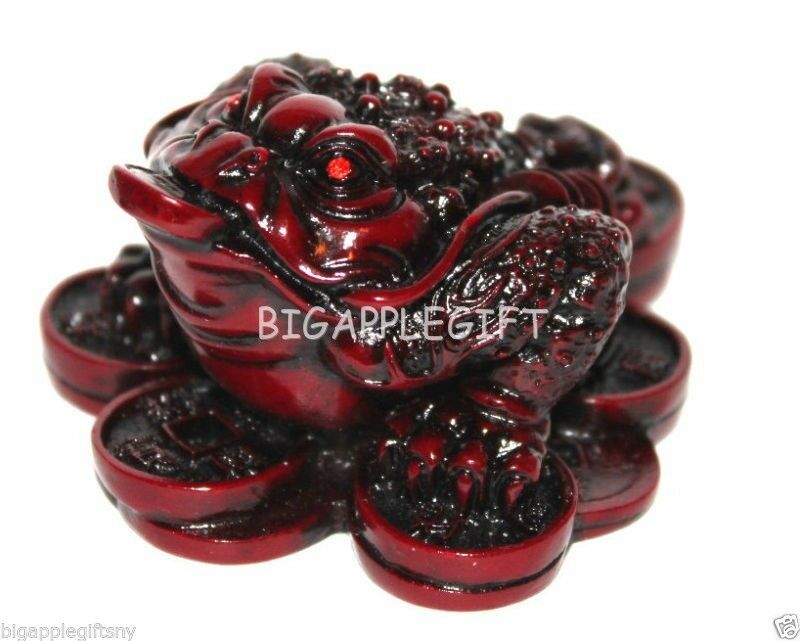 Red Feng Shui Oriental Chinese Wealth Lucky Money Frog Toad Attract Wealth S010