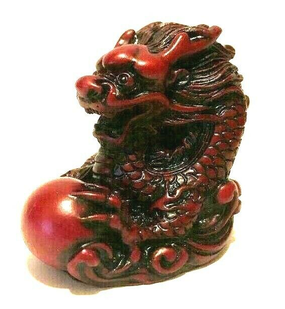 New Mini Red Chinese Feng Shui Dragon Figurine Statue For Luck & Success