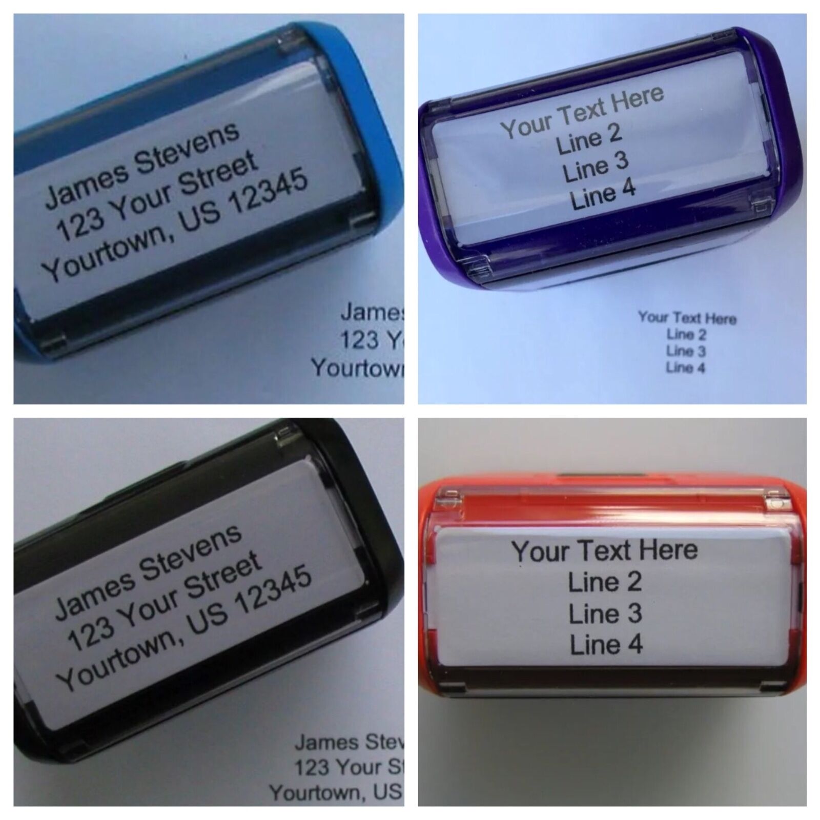 Personalized Custom 4 Line Return Address Self Inking Rubber Stamp - Customized